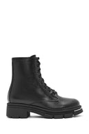 Women's Black Zippered Leather Boots | Derimod