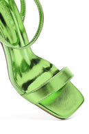 Kadın Yeşil Metalik Tek Bant Topuklu Sandalet | Derimod