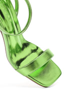 Women's Green Metallic Single Strap Heeled Sandals | Derimod