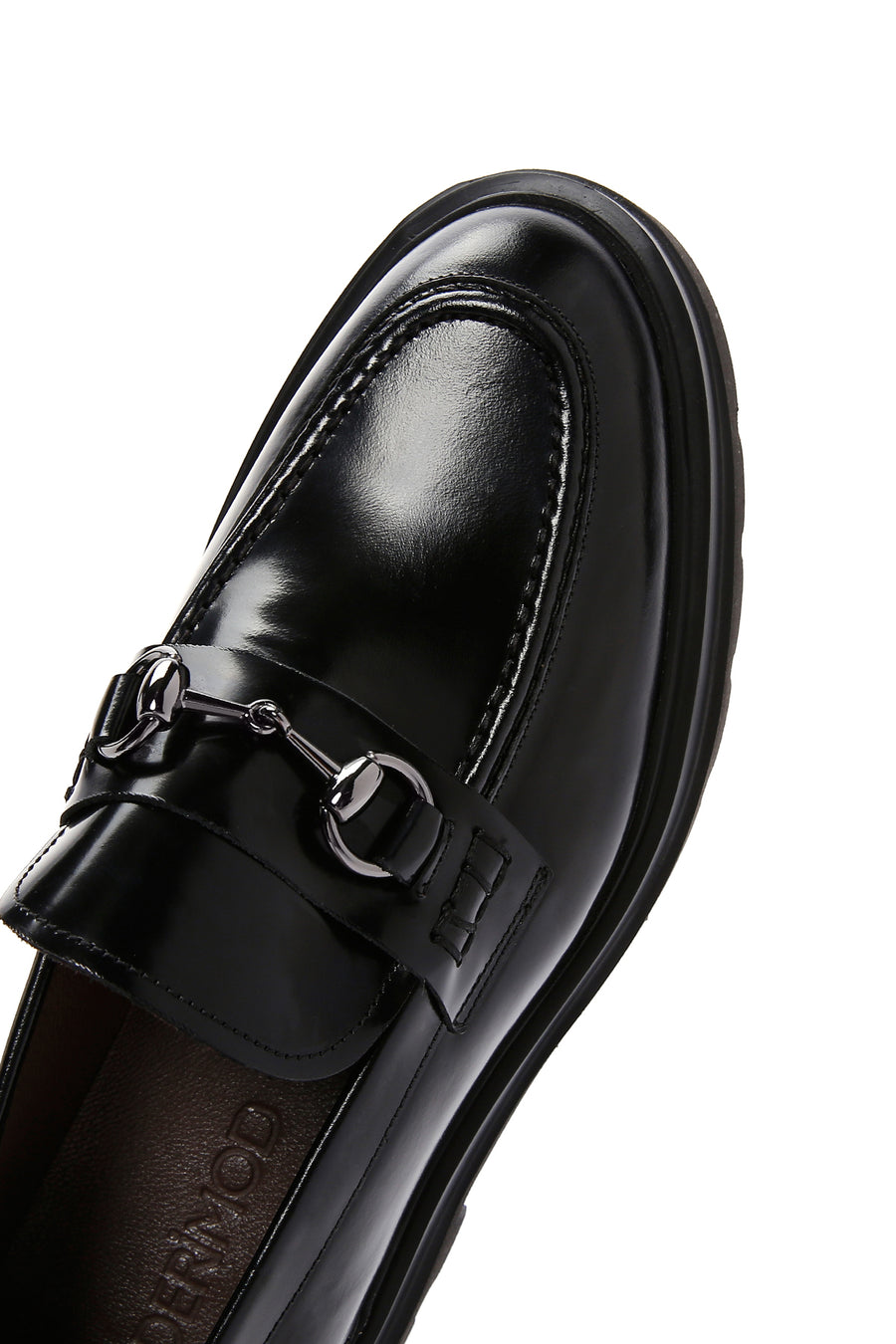 Men's Black Buckled Thick Soled Leather Casual Loafer