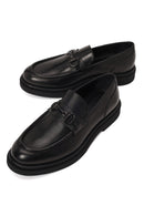 Male Black Buckled Leather Casual Loafer | Derimod