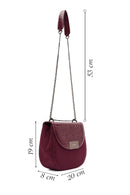 Woman Burgundy Chain Strap Printed Shoulder Bag | Derimod