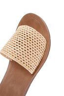 Women's Beige Straw Slippers | Derimod