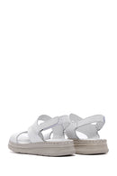 Women's White Leather Comfort Sandals | Derimod