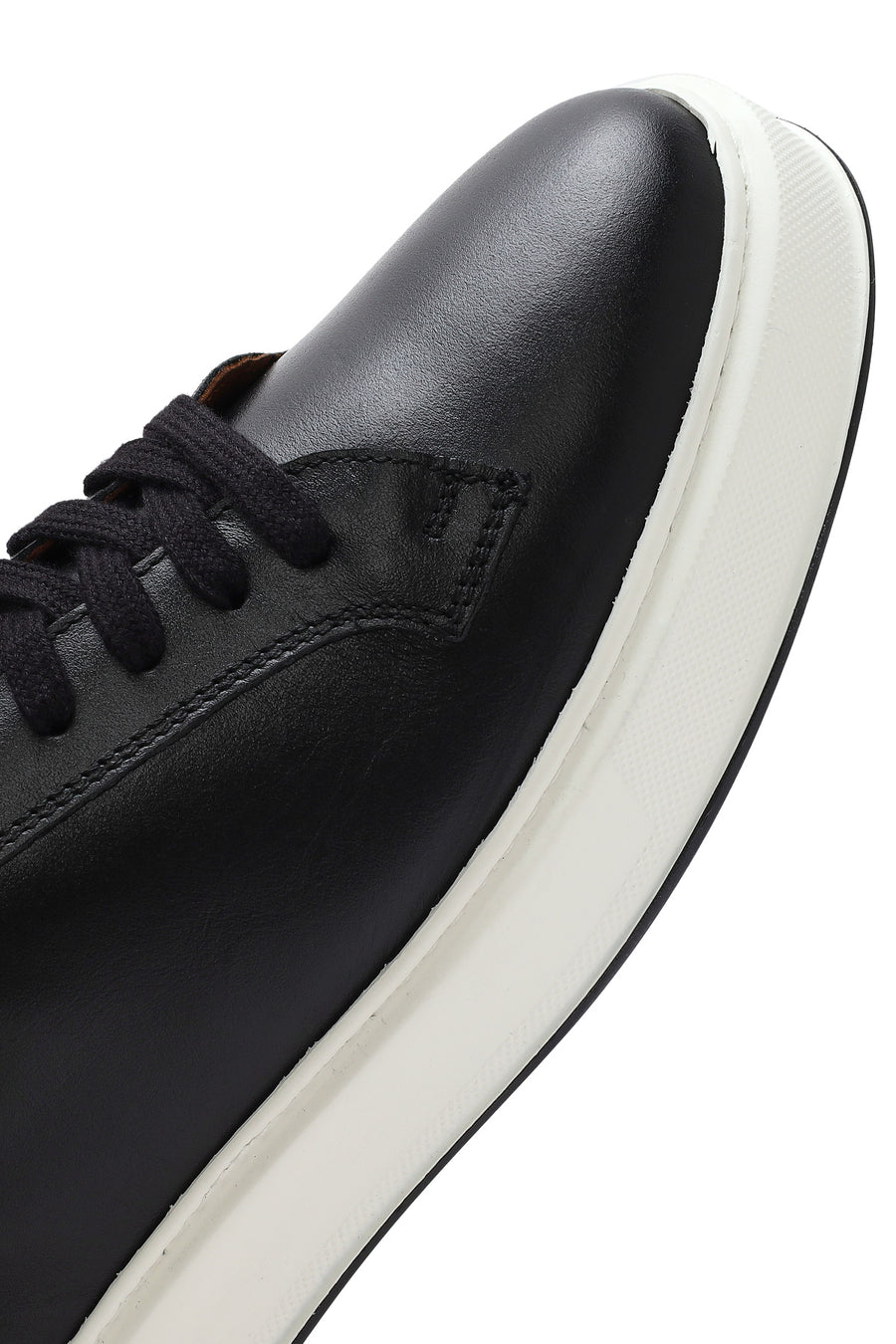 Men's Black Thick Sole Lace Up Leather Sneaker
