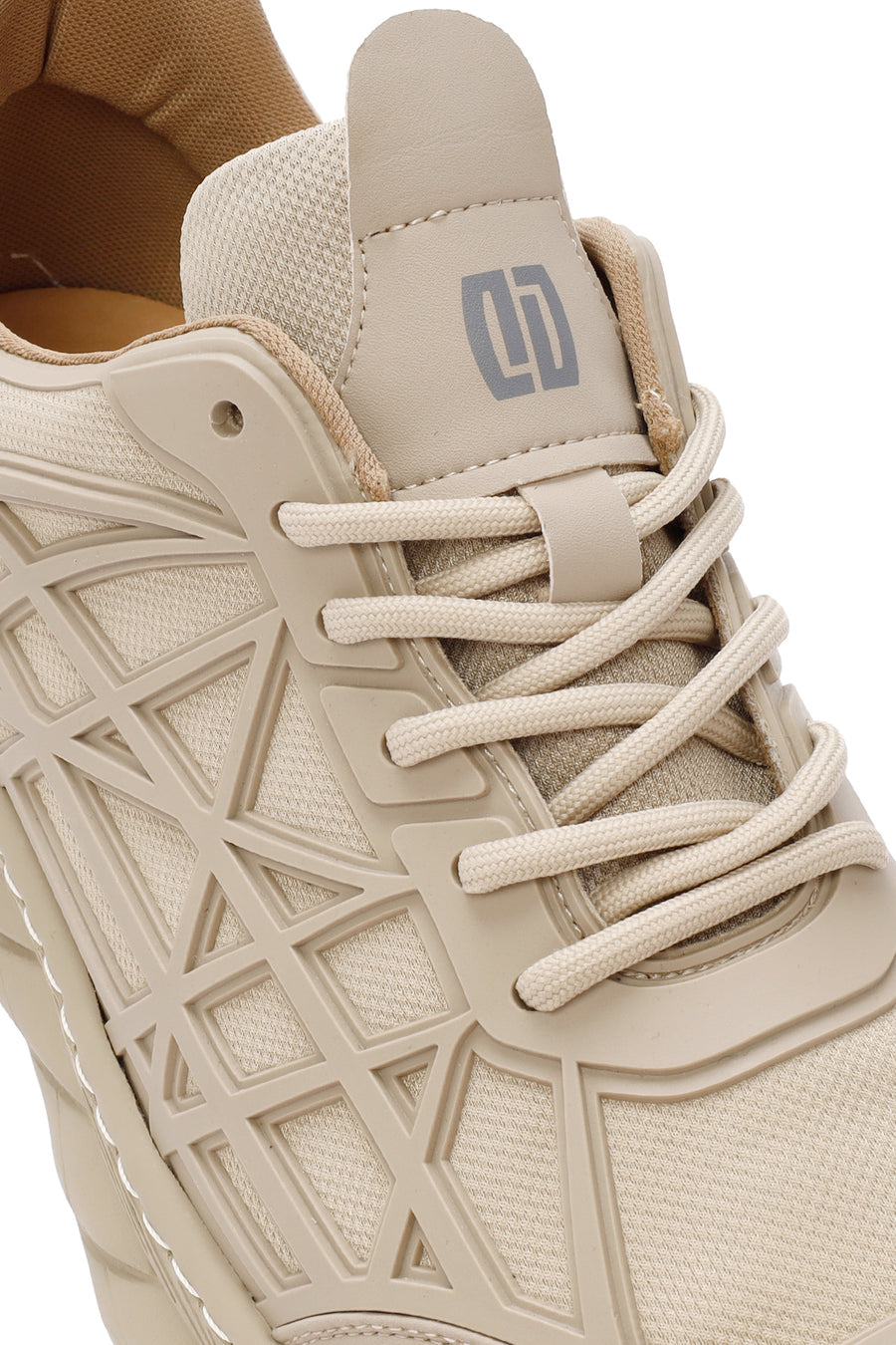 Erkek Bej Bağcıklı Kalın Tabanlı Kumaş Sneaker