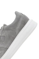 Men's Gray Thick Sole Lace Up Suede Leather Sneaker | Derimod