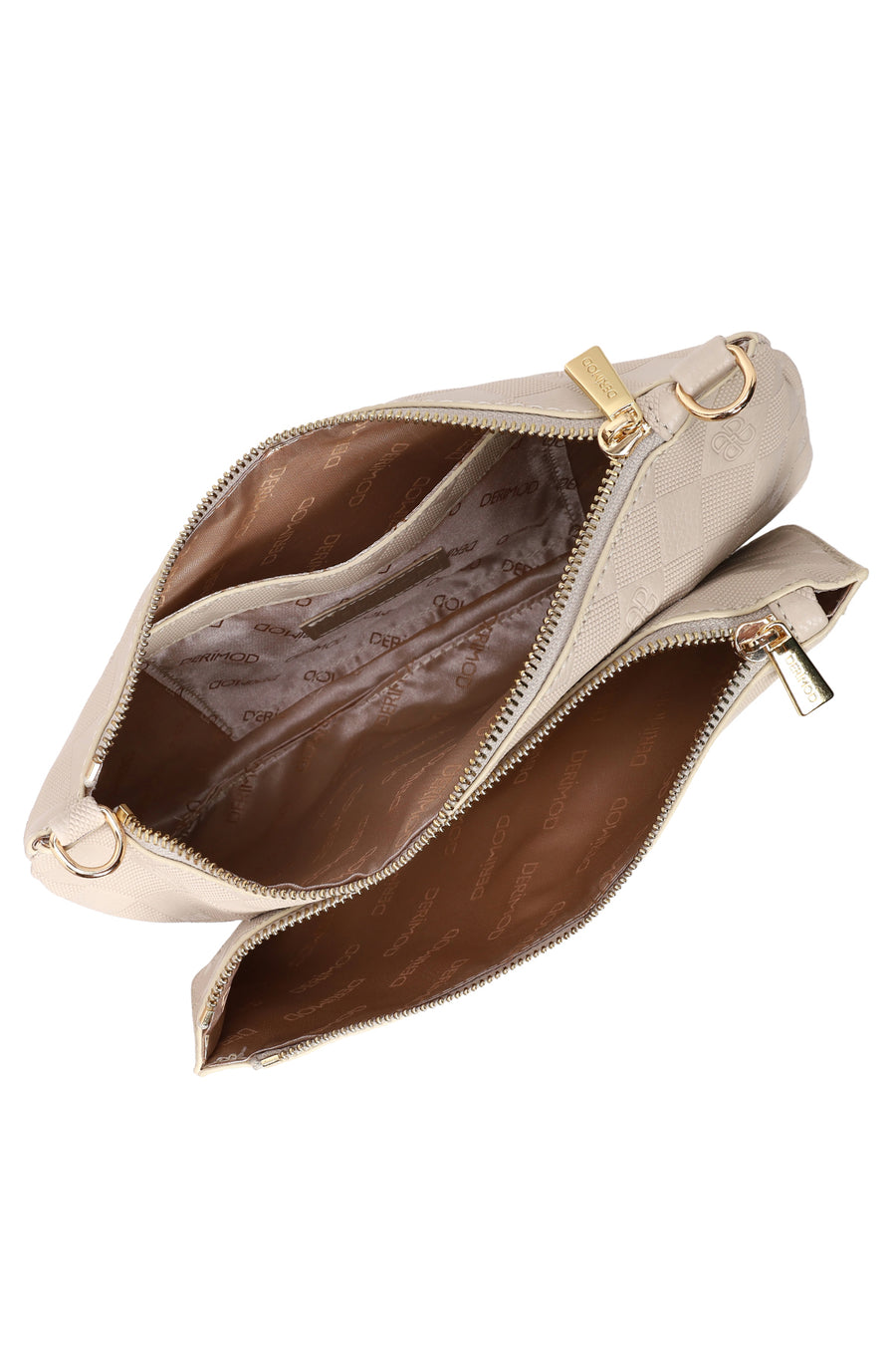 Woman Cream Long Strap Printed Clutch Bag