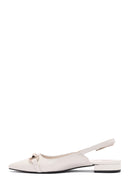 Women's Cream Open-Back Buckle Ballet Flats | Derimod