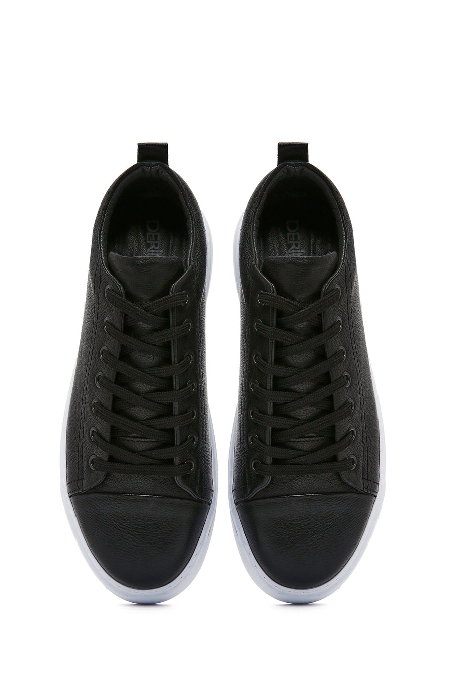 Men's Black Thick Sole Lace Up Leather Sneaker