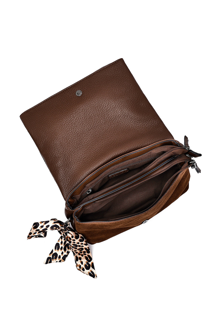Woman Brown Suede Crossbody Bag