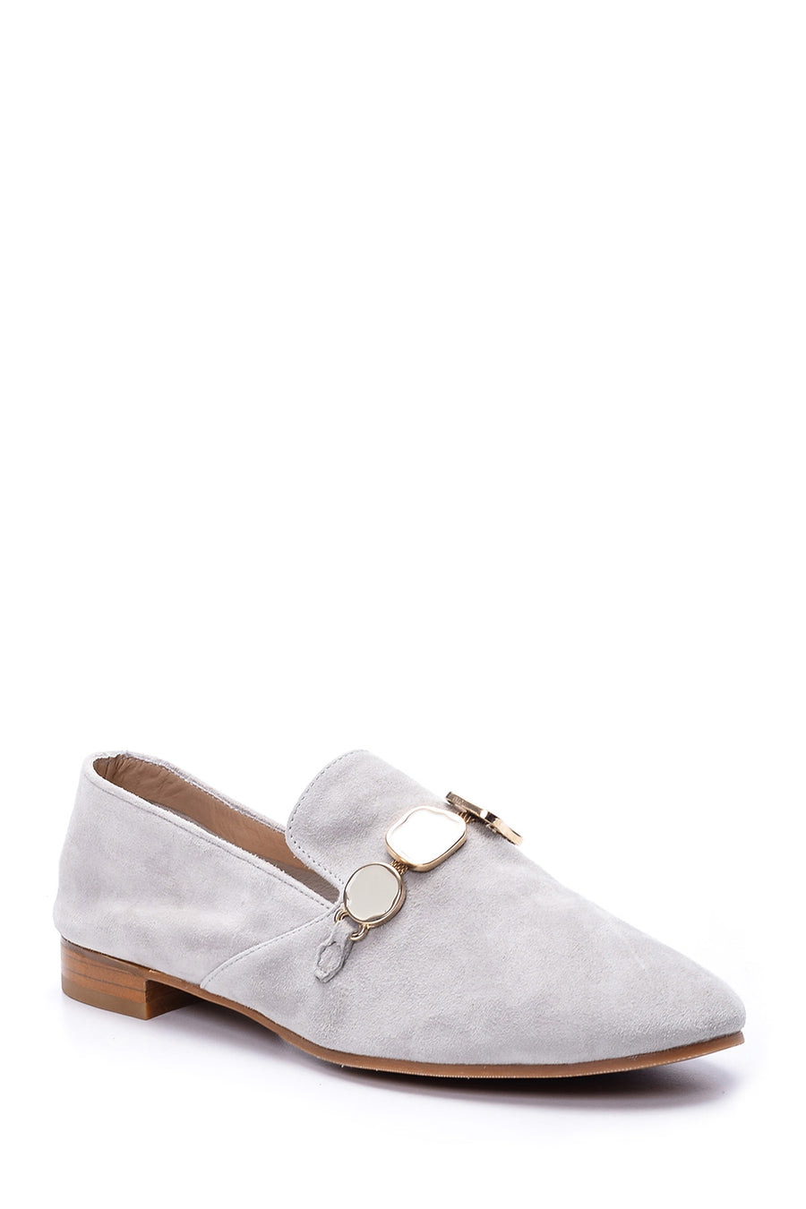 Kadın Taşlı Süet Loafer