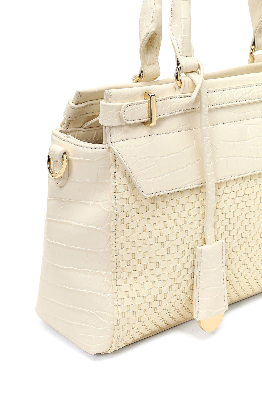 Women's Cream Long Strap Patterned Shoulder Bag