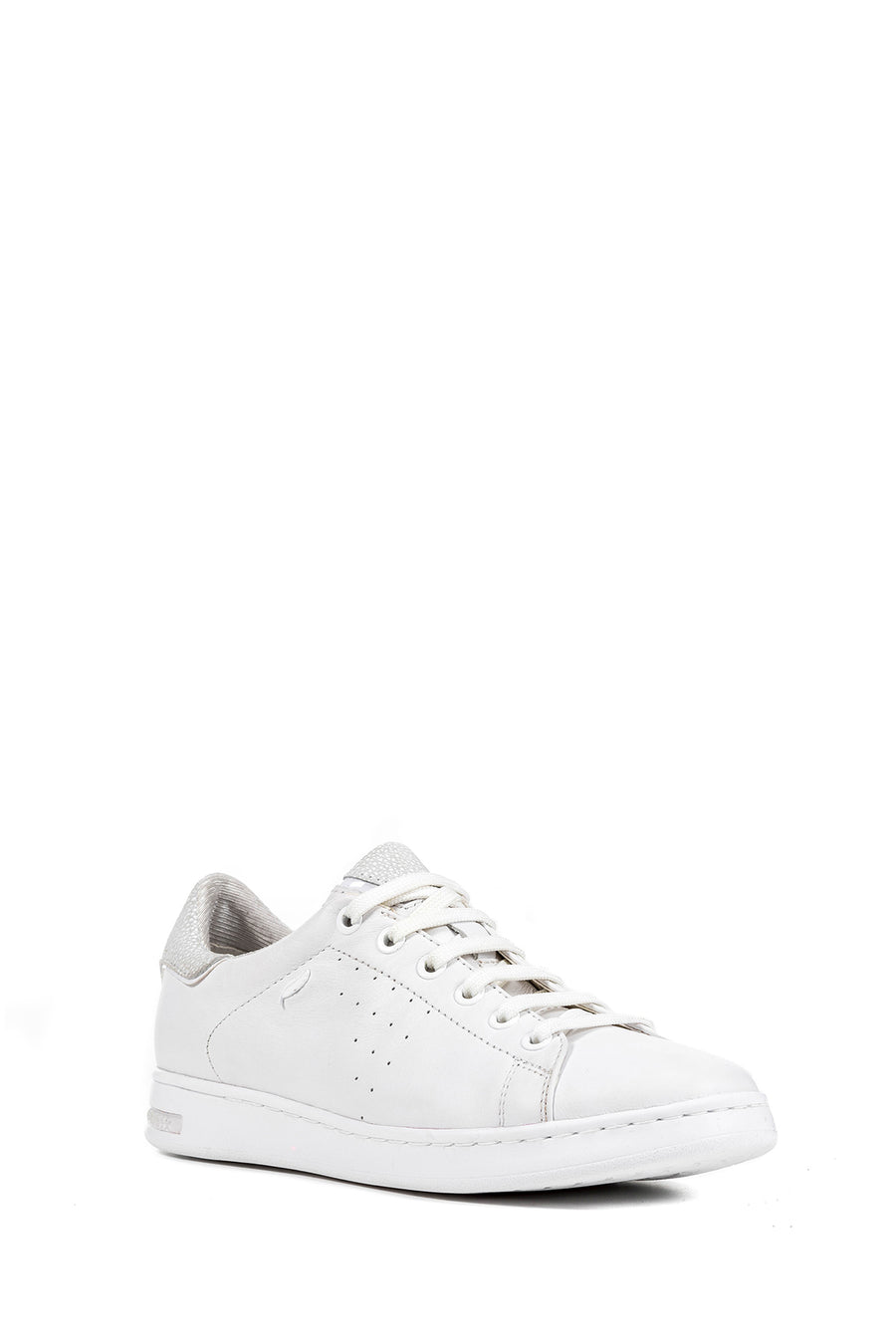 Geox Women's White Jaysen Lace-Up Leather Sneaker