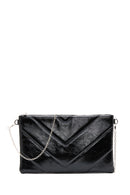 Women's Black Chain Strap Patterned Clutch Bag | Derimod