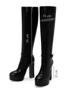 Women's Black Platform High Heel Leather Boots | Derimod