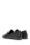 Women's Black Buckle Detailed Leather Masculine Loafer | Derimod