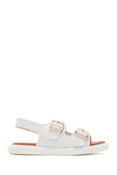 Women's White Double Buckle Comfort Sandals | Derimod