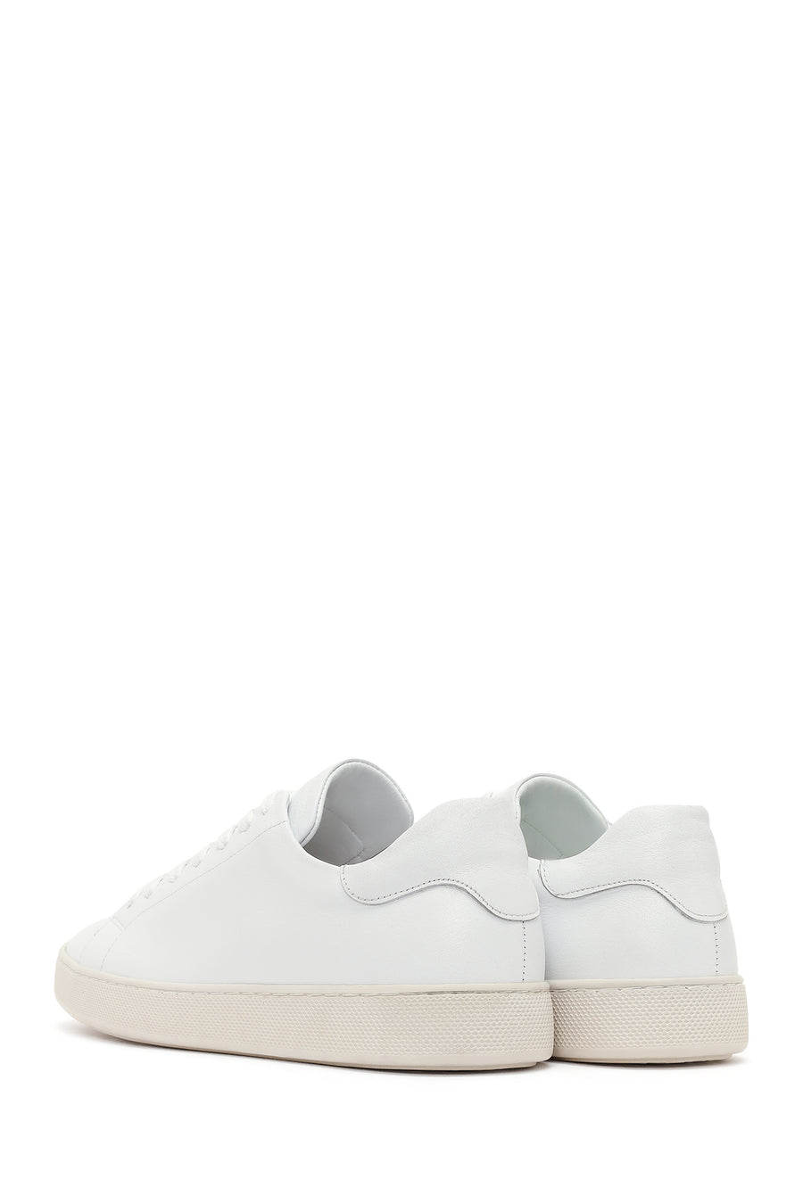 Men's White Lace-up Leather Sneaker