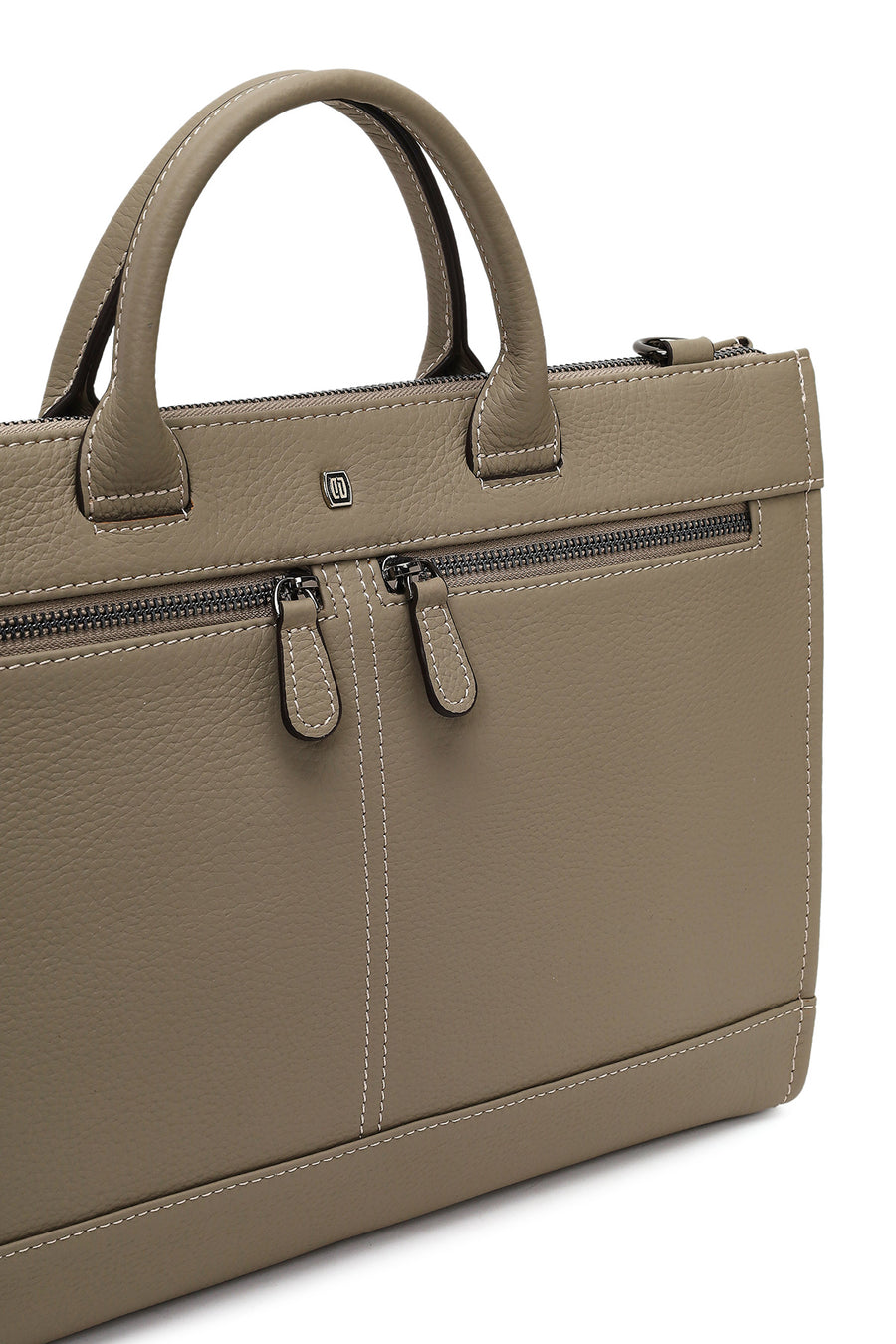Men's Taupe Long Strap Leather Briefcase