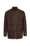 Torres Male Brown Mandarin Collar Suede Coat | Derimod