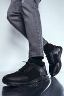 Erkek Siyah Nubuk Deri Detaylı Sneaker | Derimod