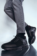 Men's Black Nubuck Leather Detailed Sneaker | Derimod