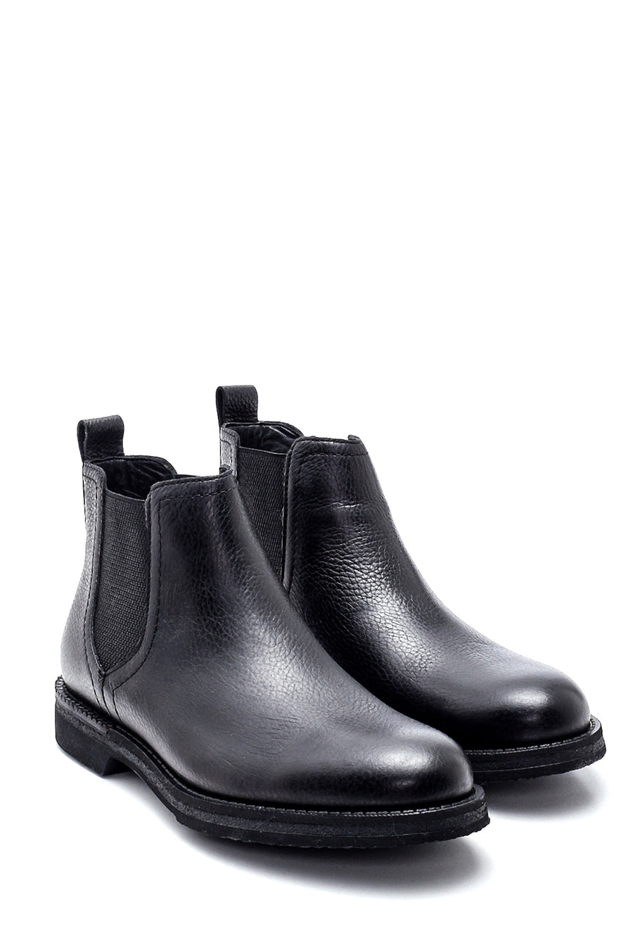 Men's Black Leather Chelsea Flat Boots