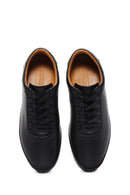 Men's Black Leather Printed Sneaker | Derimod