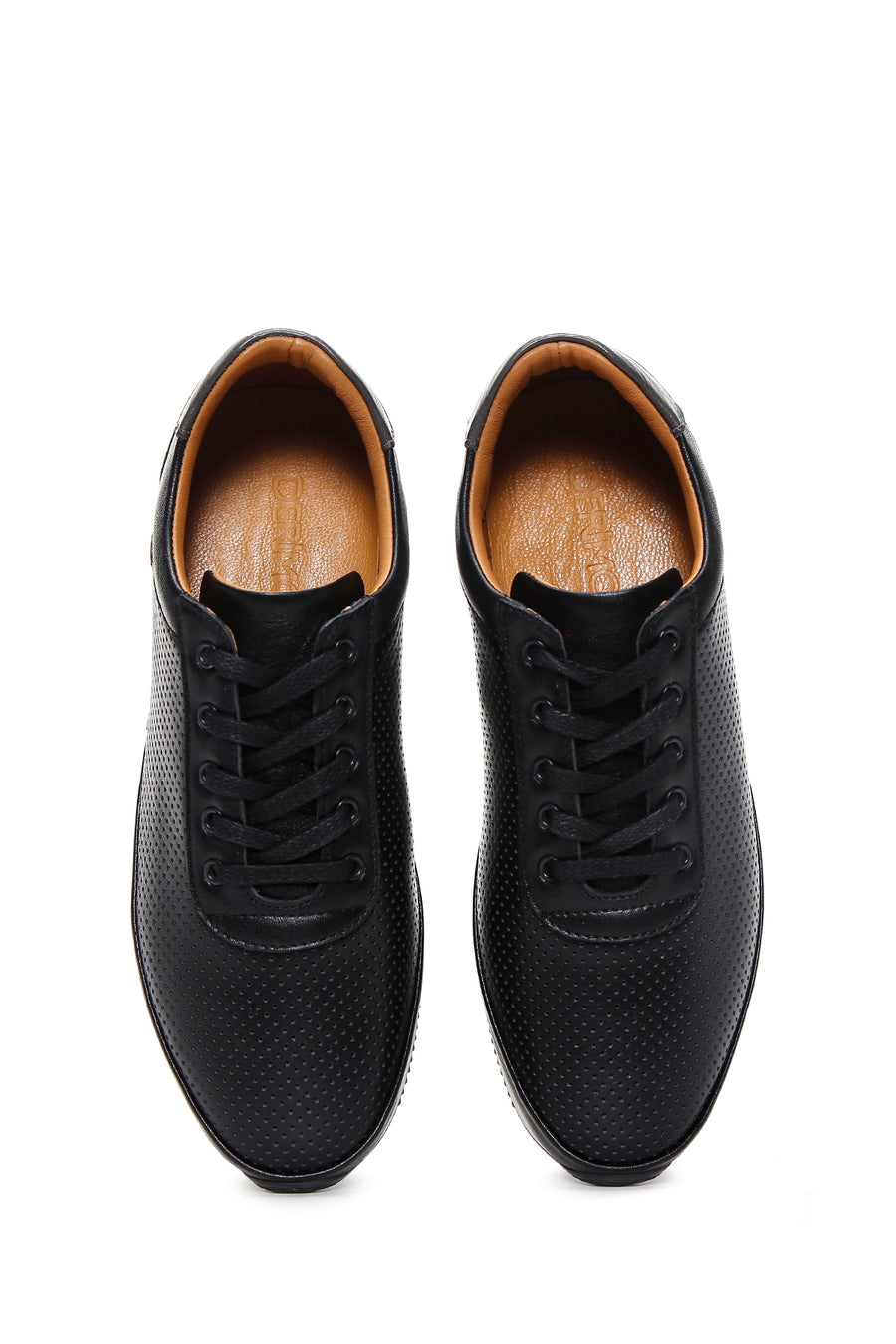 Men's Black Leather Printed Sneaker