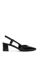 Women's Black Open-Back Heeled Leather Shoes | Derimod