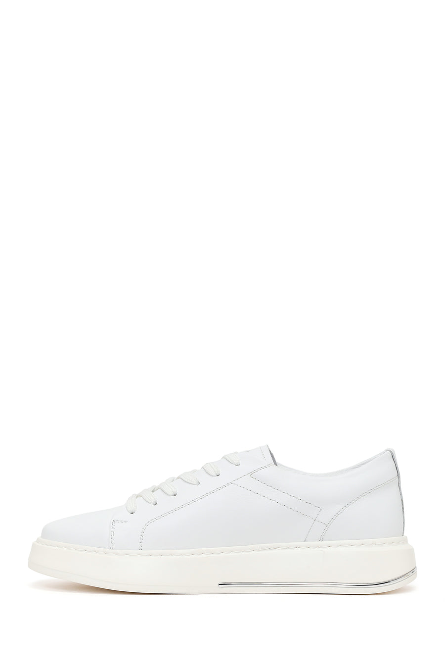 Male White Lace-Up Leather Sneaker