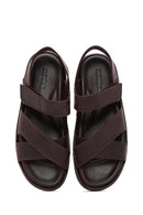 Men's Brown Nubuck Leather Sandals | Derimod