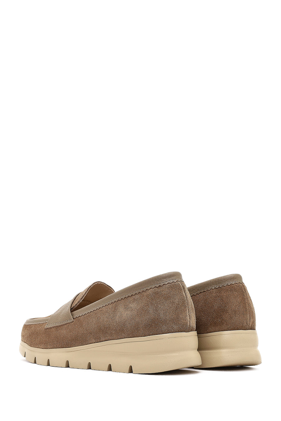 Kadın Vizon Kalın Tabanlı Süet Deri Comfort Loafer