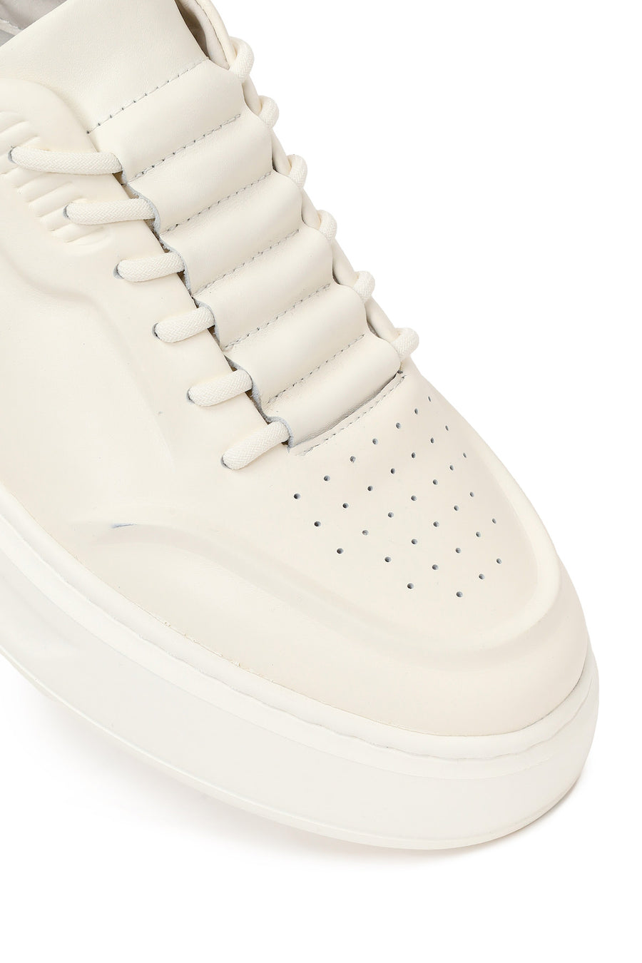 Male White Lace-Up Leather Sneaker