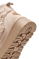 Women's Beige Thick-Soled Fur-Lined Leather Boots | Derimod