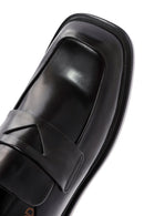 Women's Black Leather Masculine Loafer | Derimod