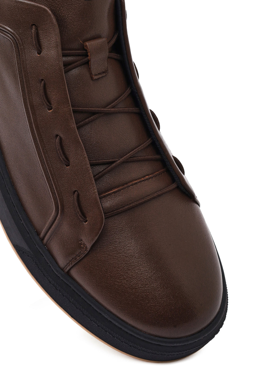 Male Brown Lace-Up Leather Sneaker