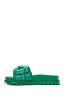 Women's Green Knitted Thick Soled Slippers | Derimod