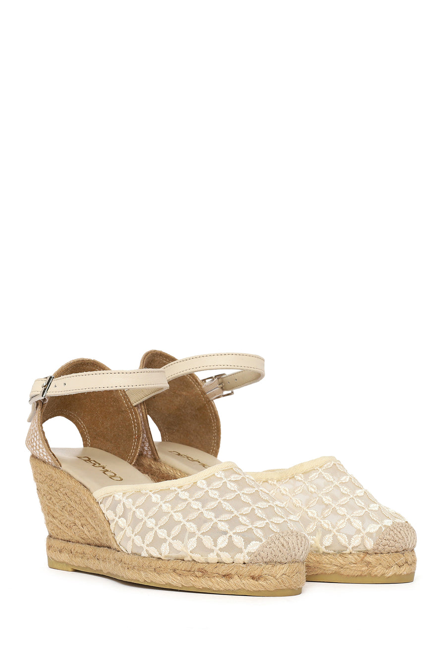 Women's Cream-Colored Ankle Buckle Platform Espadrilles