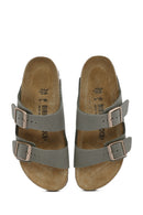 Birkenstock Women's Gray Arizona Eva Nubuck Leather Slippers | Derimod