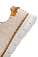 Men's Beige Lace-up Thick-Sole Fabric Sneaker | Derimod