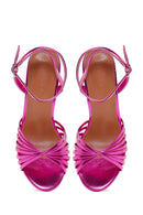 Women's Pink Ankle Strap Thin Heel Sandals | Derimod