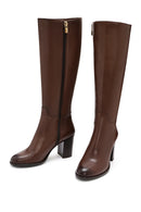 Women's Brown Zippered Thick Heel Leather Boots | Derimod