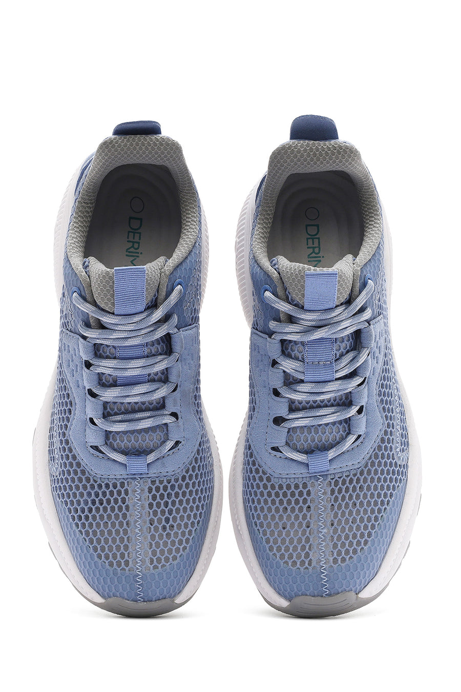 Kadın Mavi Bağcıklı Kalın Tabanlı Kumaş Sneaker