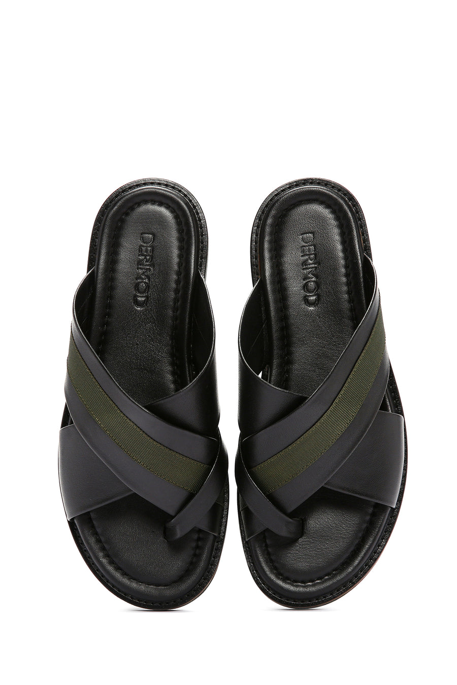 Men's Black Leather Slippers