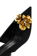 Women's Black Accessory Detailed Open Back Thin Heeled Shoes | Derimod