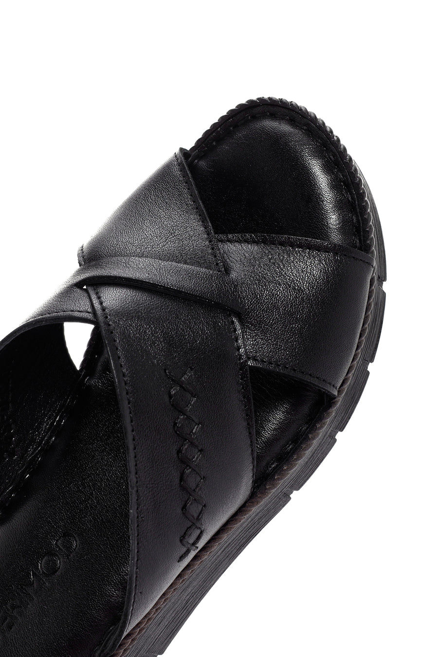 Women's Black Thick Soled Leather Comfort Slippers