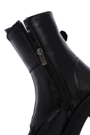 Women's Black Leather Buckle Heeled Boots | Derimod