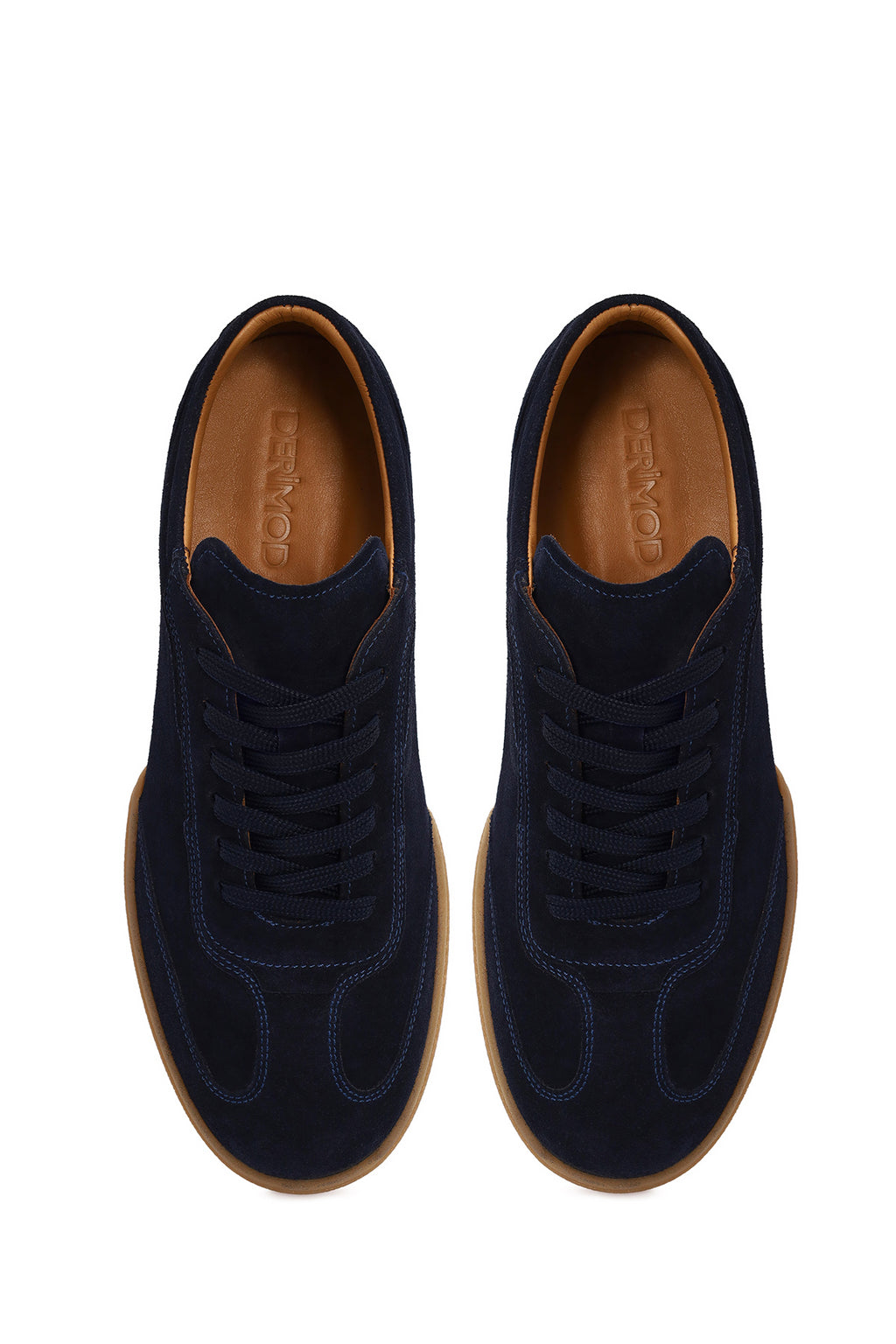Erkek Lacivert Bağcıklı Süet Deri Sneaker